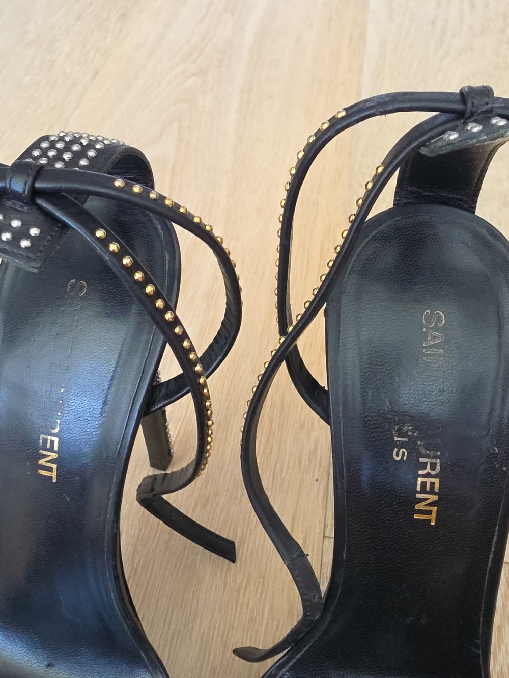 Saint Laurent 'Jane' Double Strap Studded Sandals - Picture 11 of 11